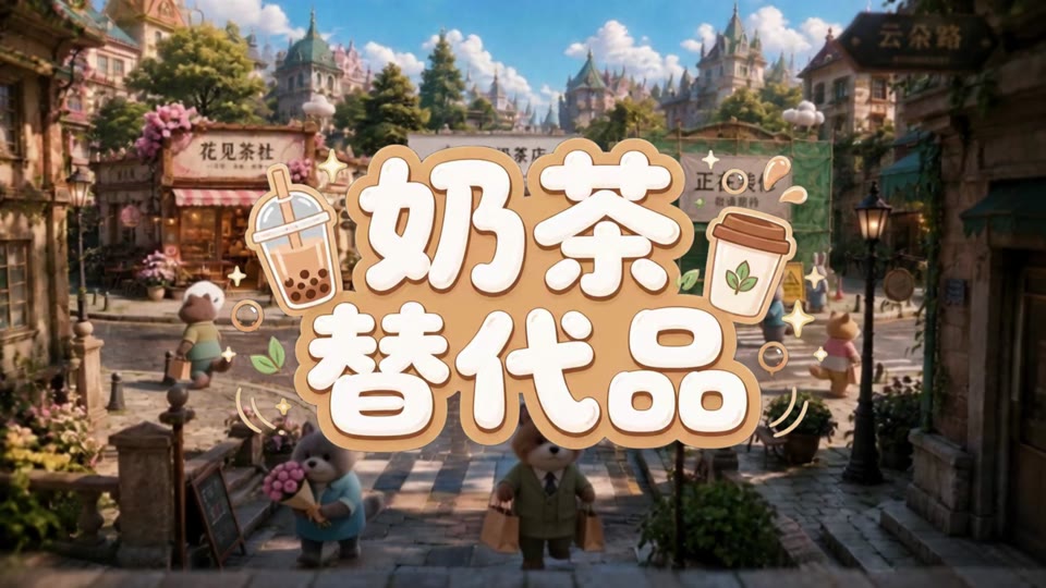 毛绒角色所在的童话小镇画面